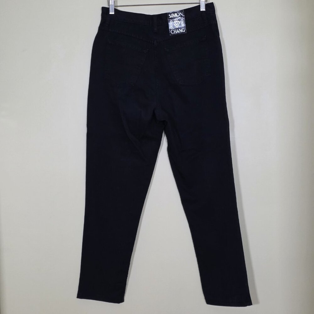 Simon Chang Jeans Women 14 Black High Rise Cotton Denim Canada Made Straight Leg - Picture 2 of 16